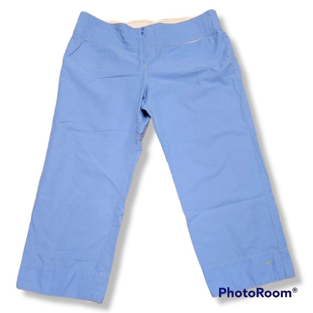 Nike Women's Blue/Yellow Cropped Athleisure Pants - L